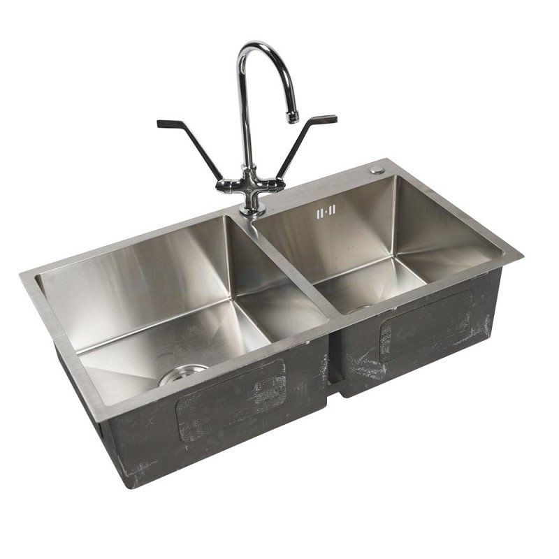 Square double sink unit